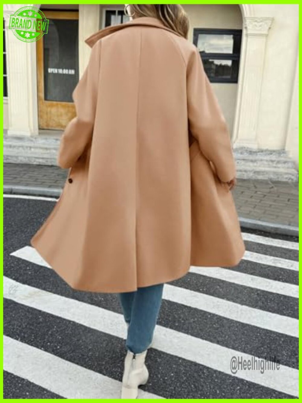 Womens Long Single Breasted Peacoat Lapel Collar Casual Trench Jacket - Picture 5 of 5